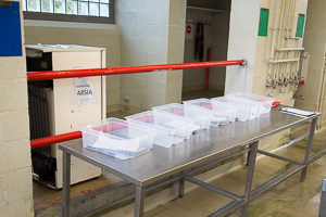 Nominatives bins on their respective table