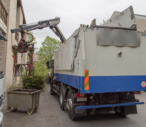 Rolling containers left in the cold-storage chambers are further removed by the rendering plant