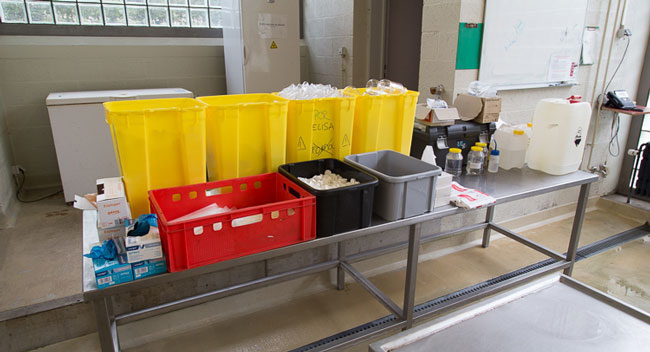 Table with disposable material