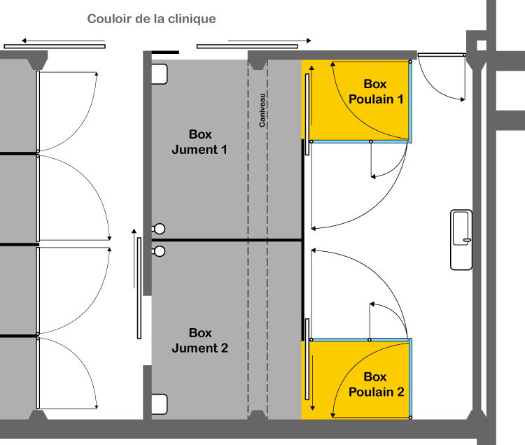 Plan dtaill de lunit de soin intensif pour poulain