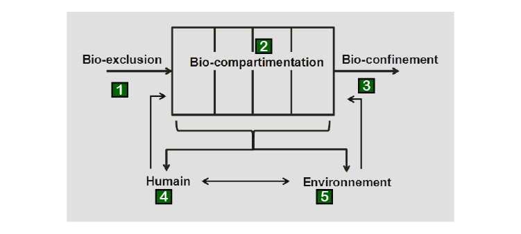 Schéma bio-exclusion et bio-confinement