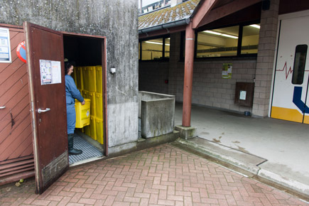 Bring the sealed yellow bin to the bunker located in the B41 courtyard immediately.