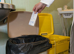 Throw  the non-contaminated waste in the trash cans for household waste.